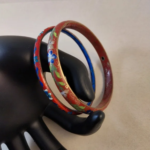 Colorful Cloisonné Bangle Set - Picture 4 of 16